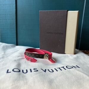 Louis Vuitton Red and Brown Leather Bracelet